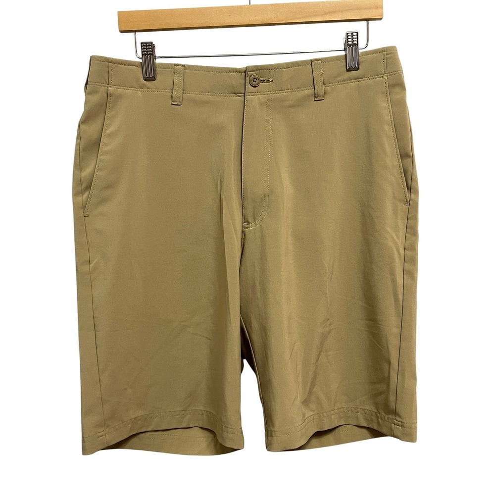 Ben Hogan‎ Golf Shorts Mens 32 Khaki Tan Performance Stretch Flat Front Sporty